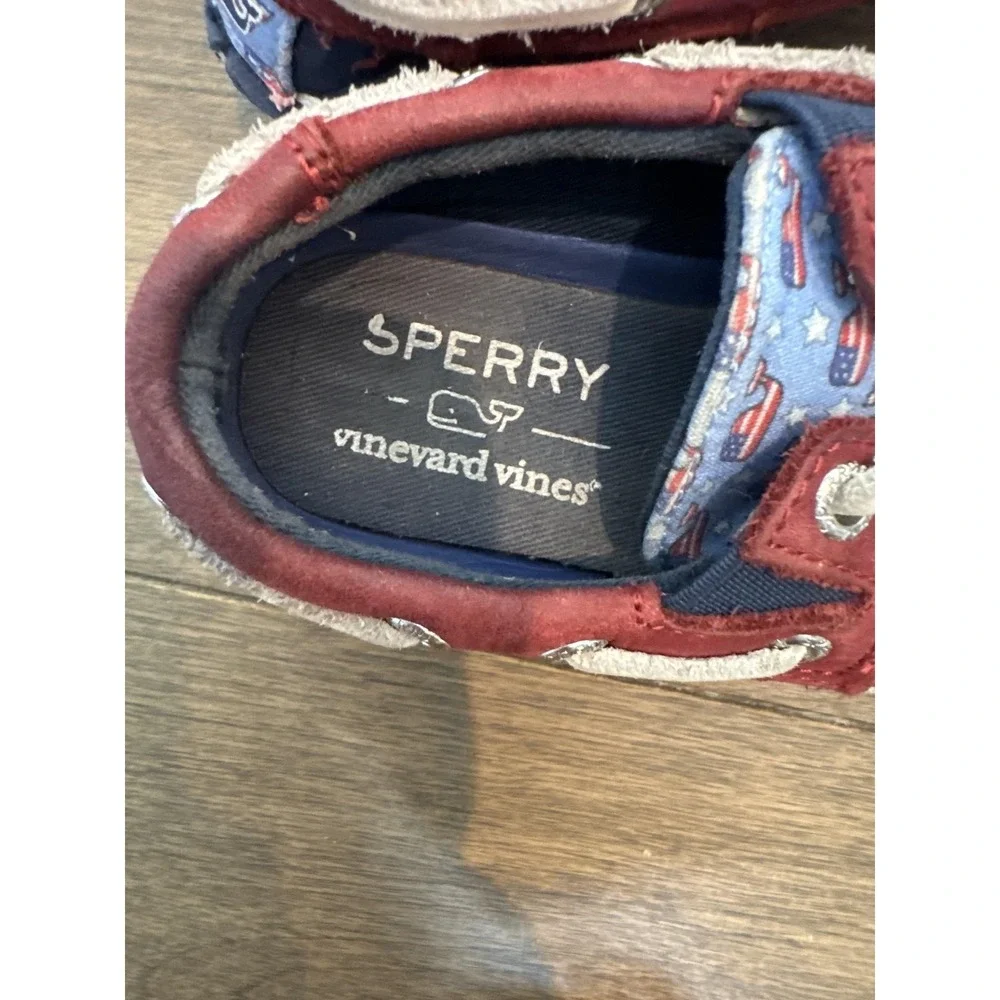 Sperry Vineyard‎ Vines AO Slip On Shoes Boys Size 6M Whale Flag Print Boat
